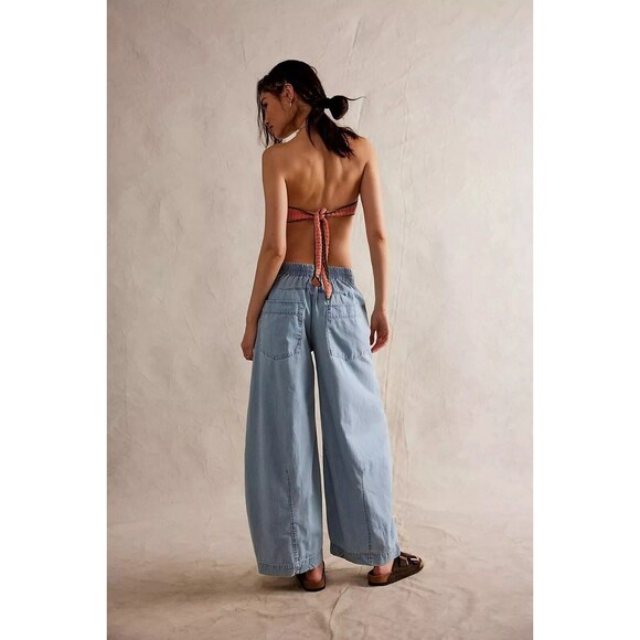 Free People Castaway Slouchy Pull-On Jeans Pants Wide Leg Cotton M NEW 283089 - Picture 2 of 8